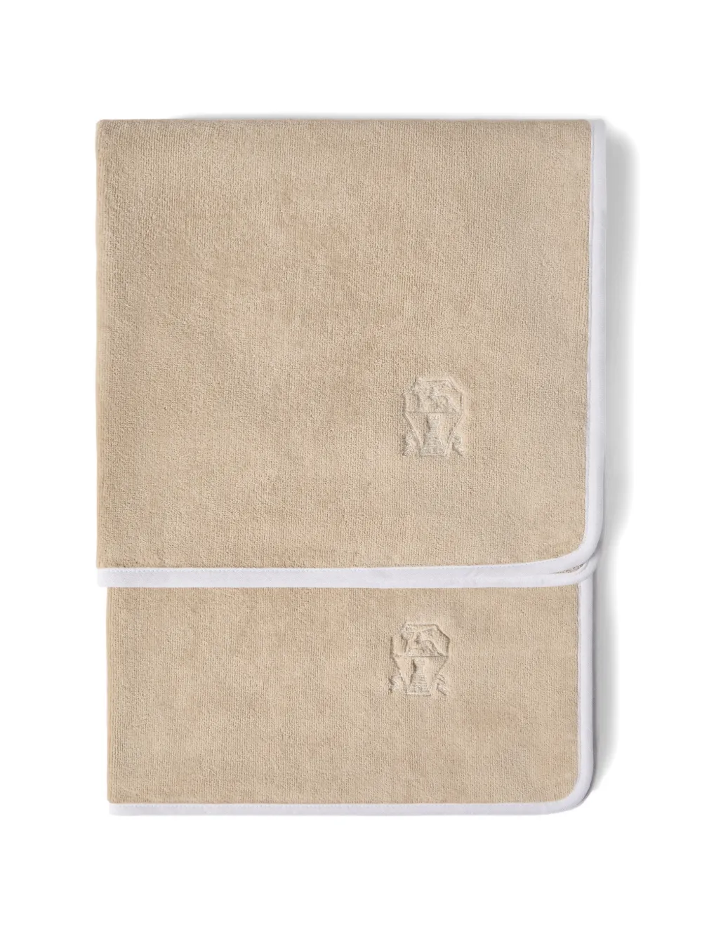 Brunello Cucinelli 2-piece cotton terrycloth bath towel set with embroidery - Nude