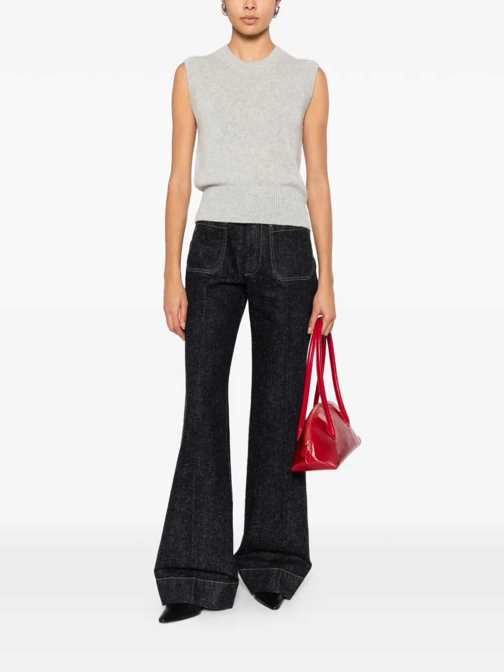  Allude Sleeveless Knitted Top - Grey 