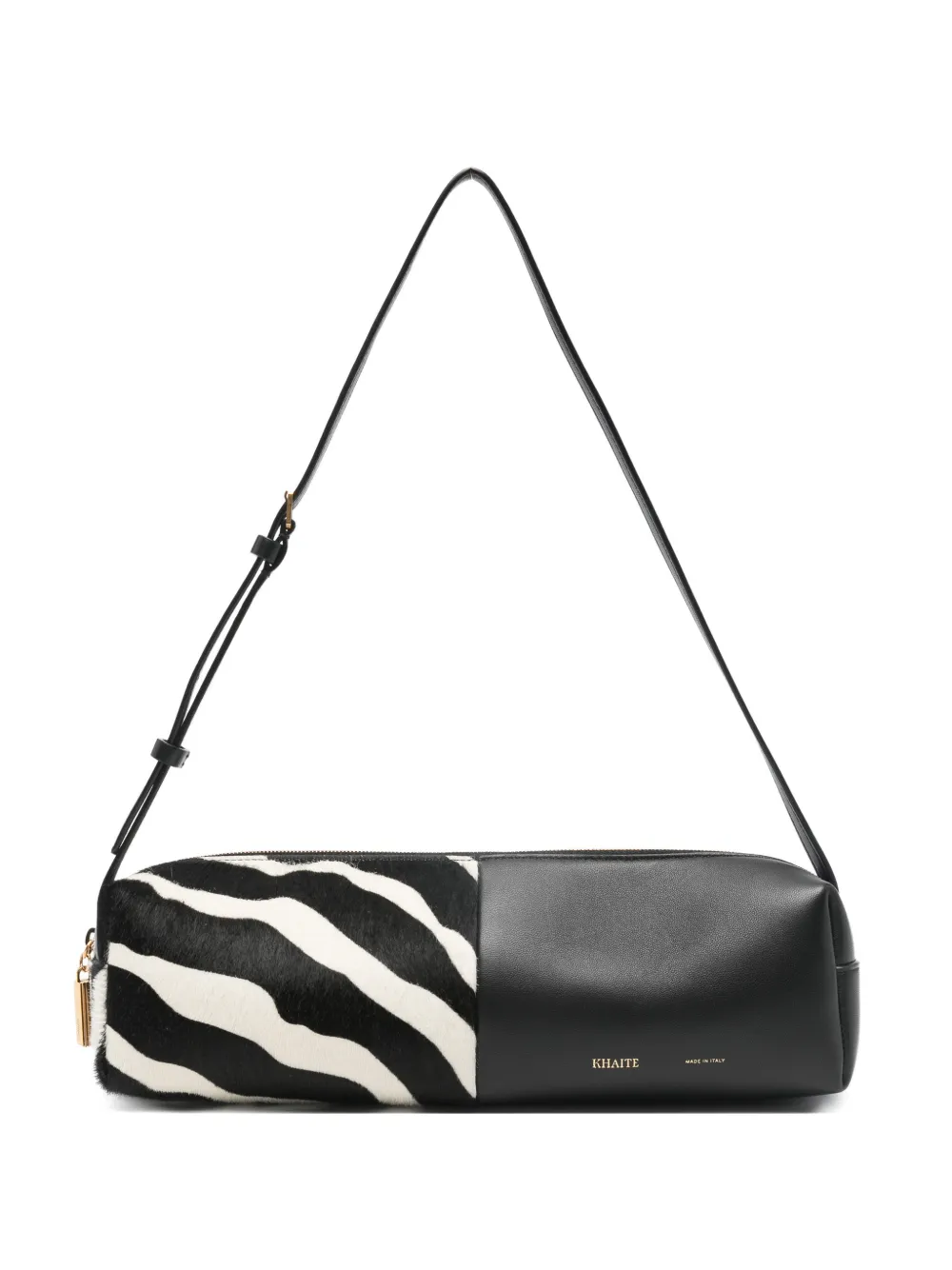 KHAITE Kye zebra-pattern panelled shoulder bag - Nero