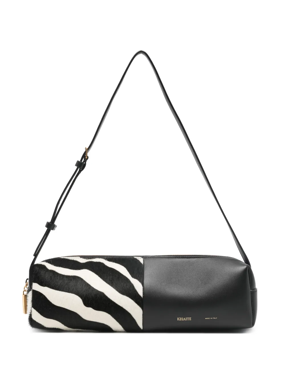 KHAITE Kye zebra-pattern panelled shoulder bag - Nero