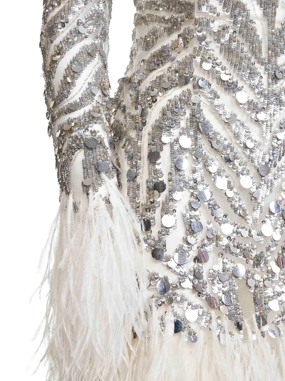 Sequin Feather Embroidered Dress