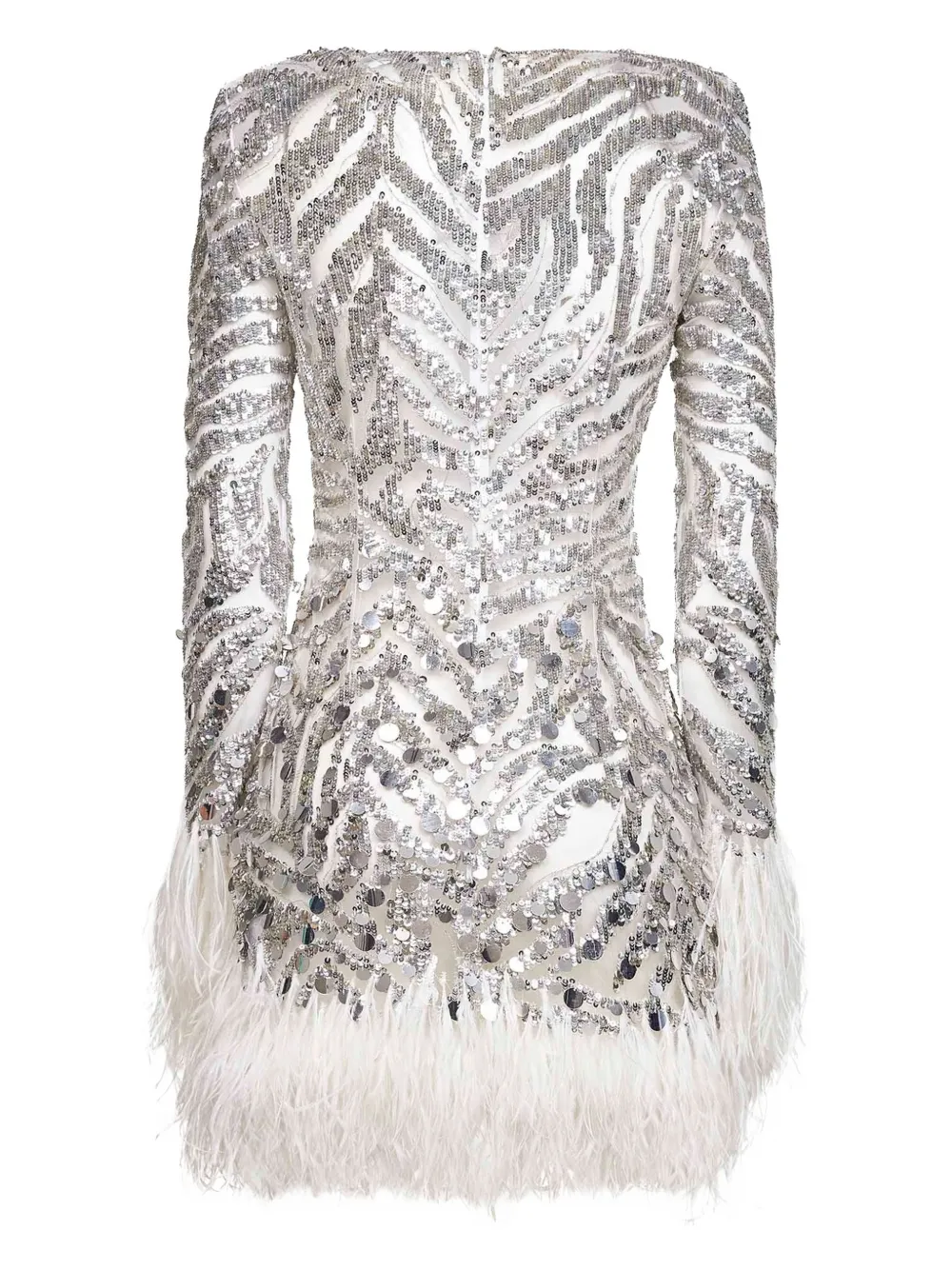 Alina sequin feather embroidered dress - Wit