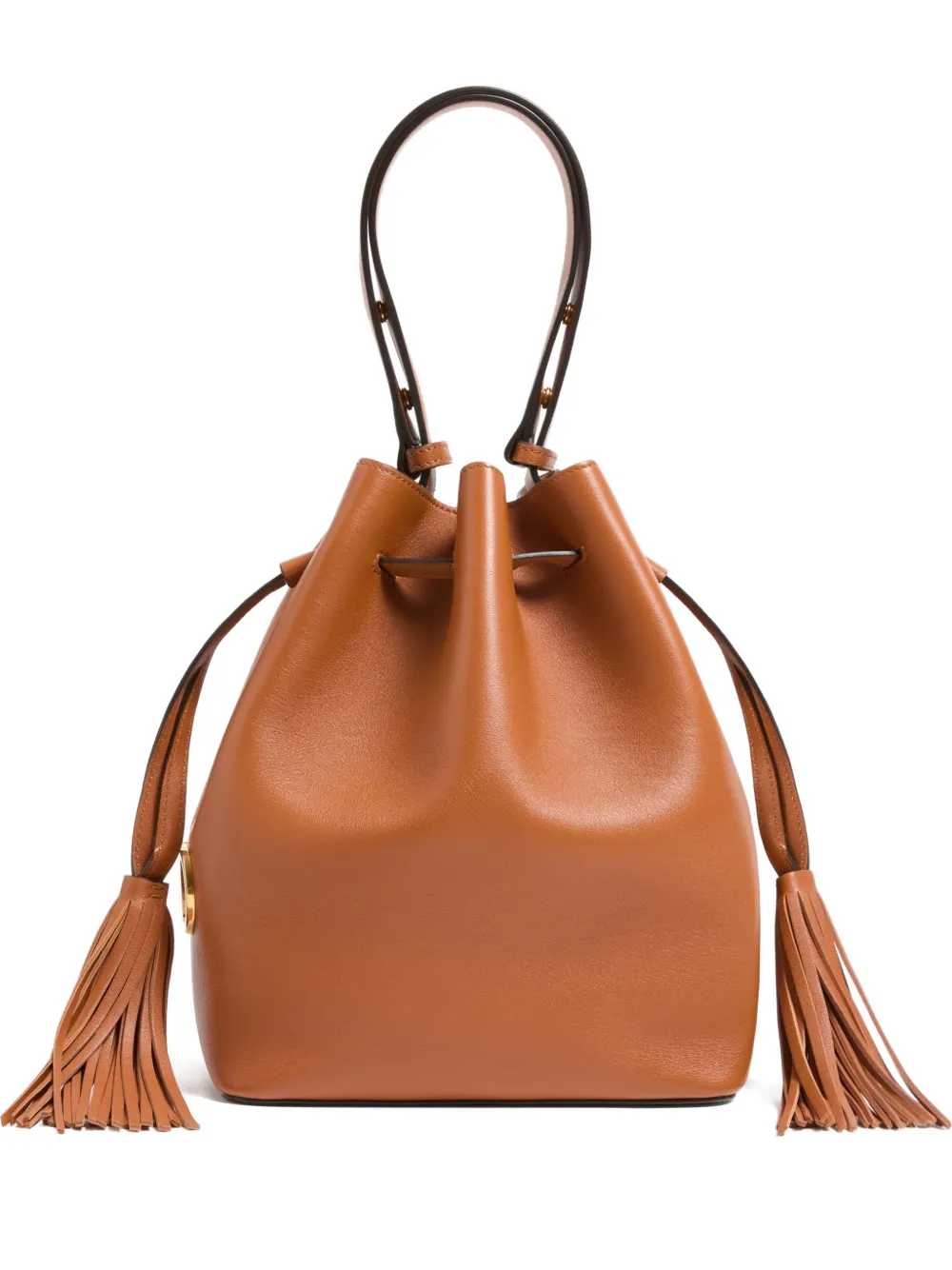 Valentino Garavani medium tassel logo bucket bag - Braun