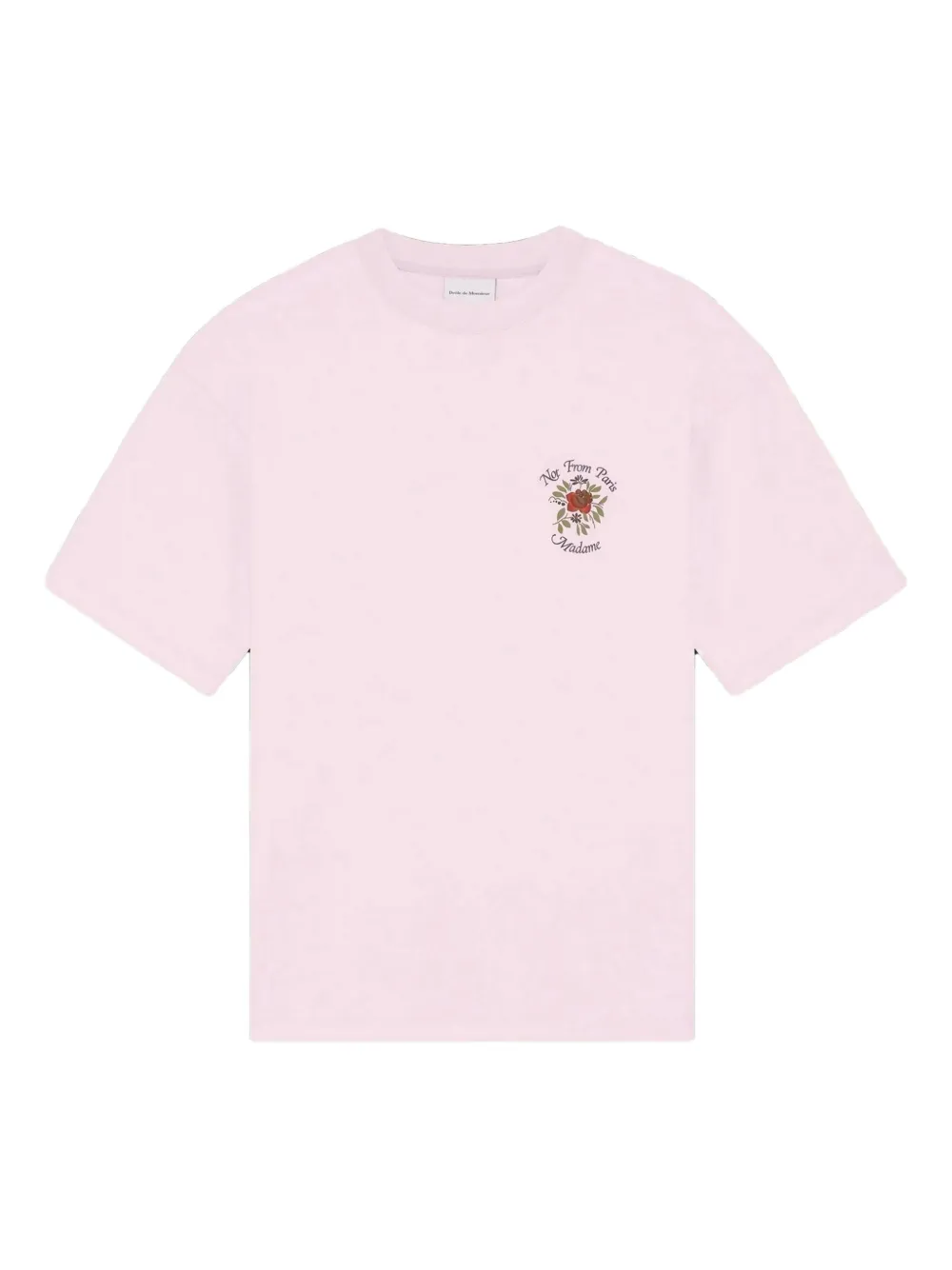 Drôle De Monsieur ribbed rose-print T-shirt - Rosa