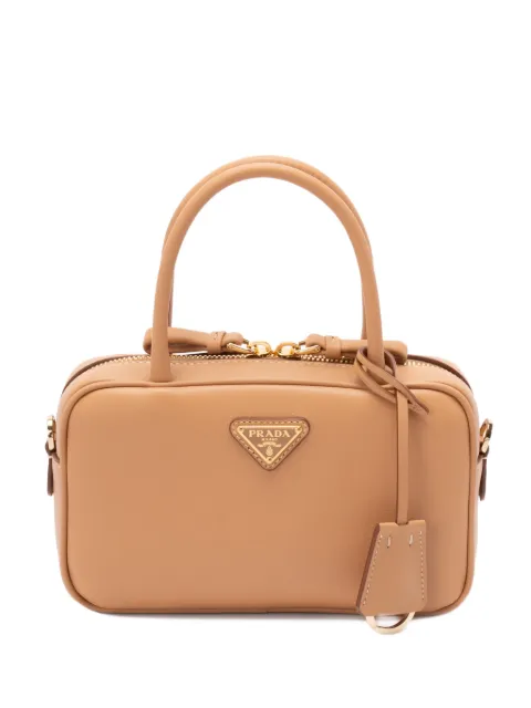 Prada triangle logo bauletto tote bag
