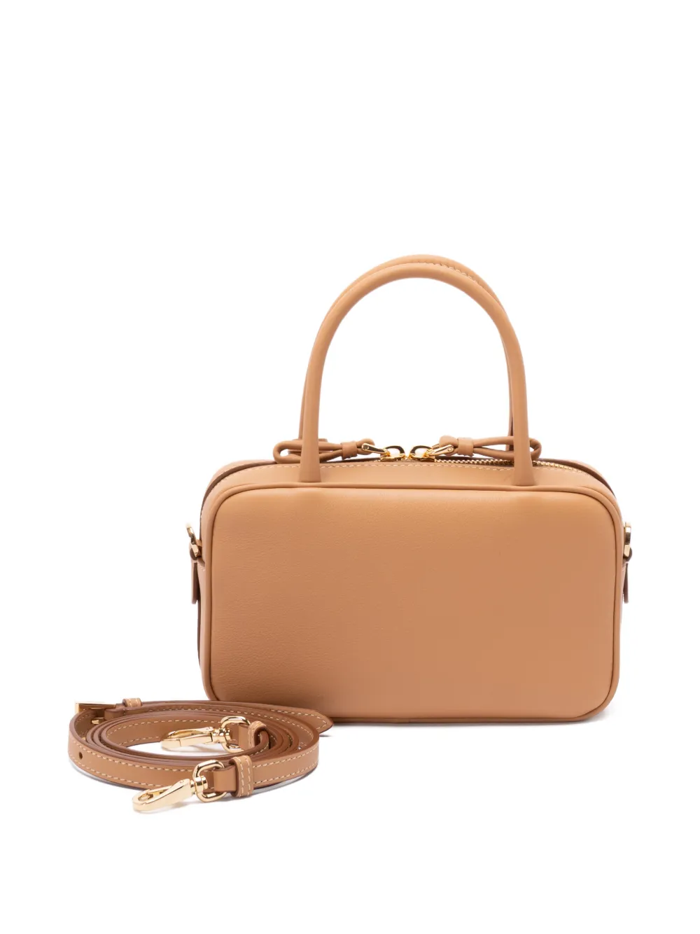 Prada Bauletto shopper met triangle-logo Beige