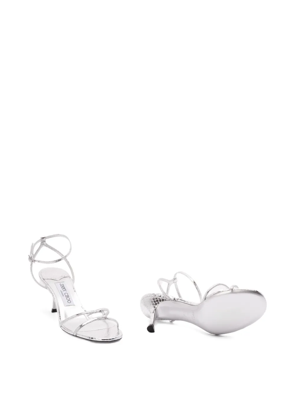 Jimmy Choo 80 mm sandalen met enkelbandje en hak Zilver