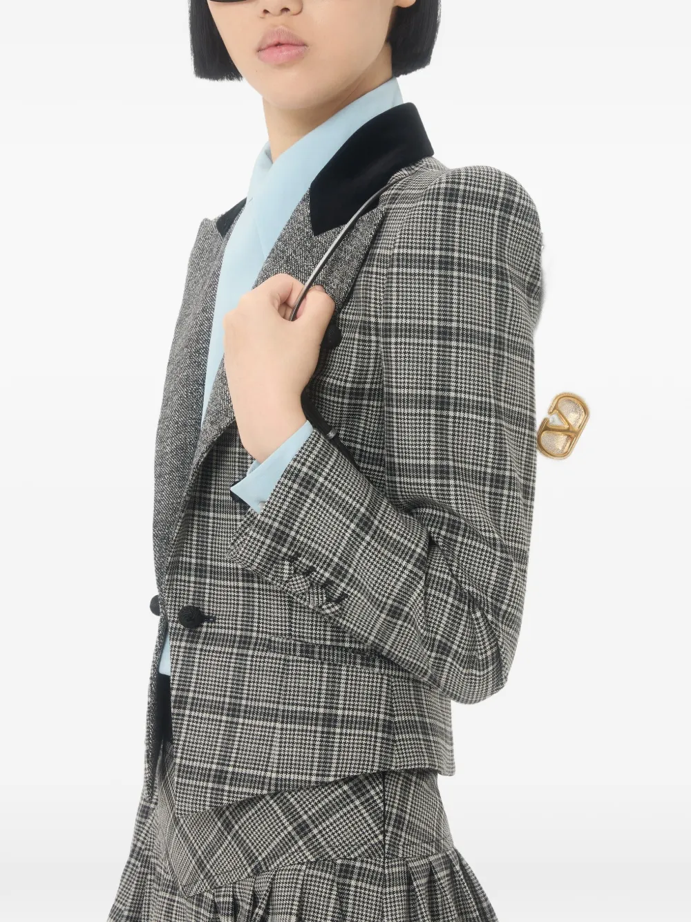 Valentino Garavani small DeVain logo shoulder bag - Zilver