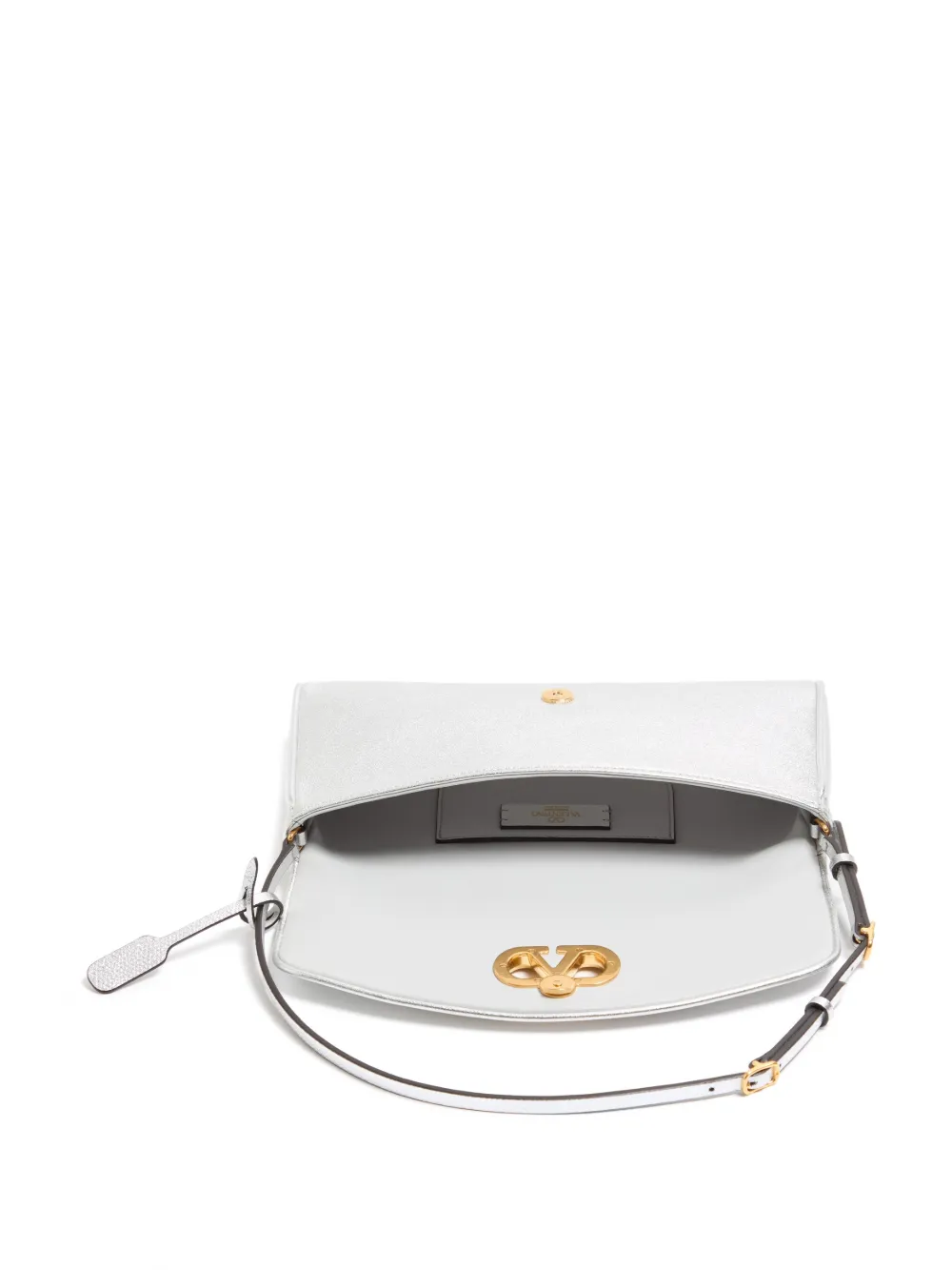 Valentino Garavani Kleine DeVain schoudertas met logo Zilver