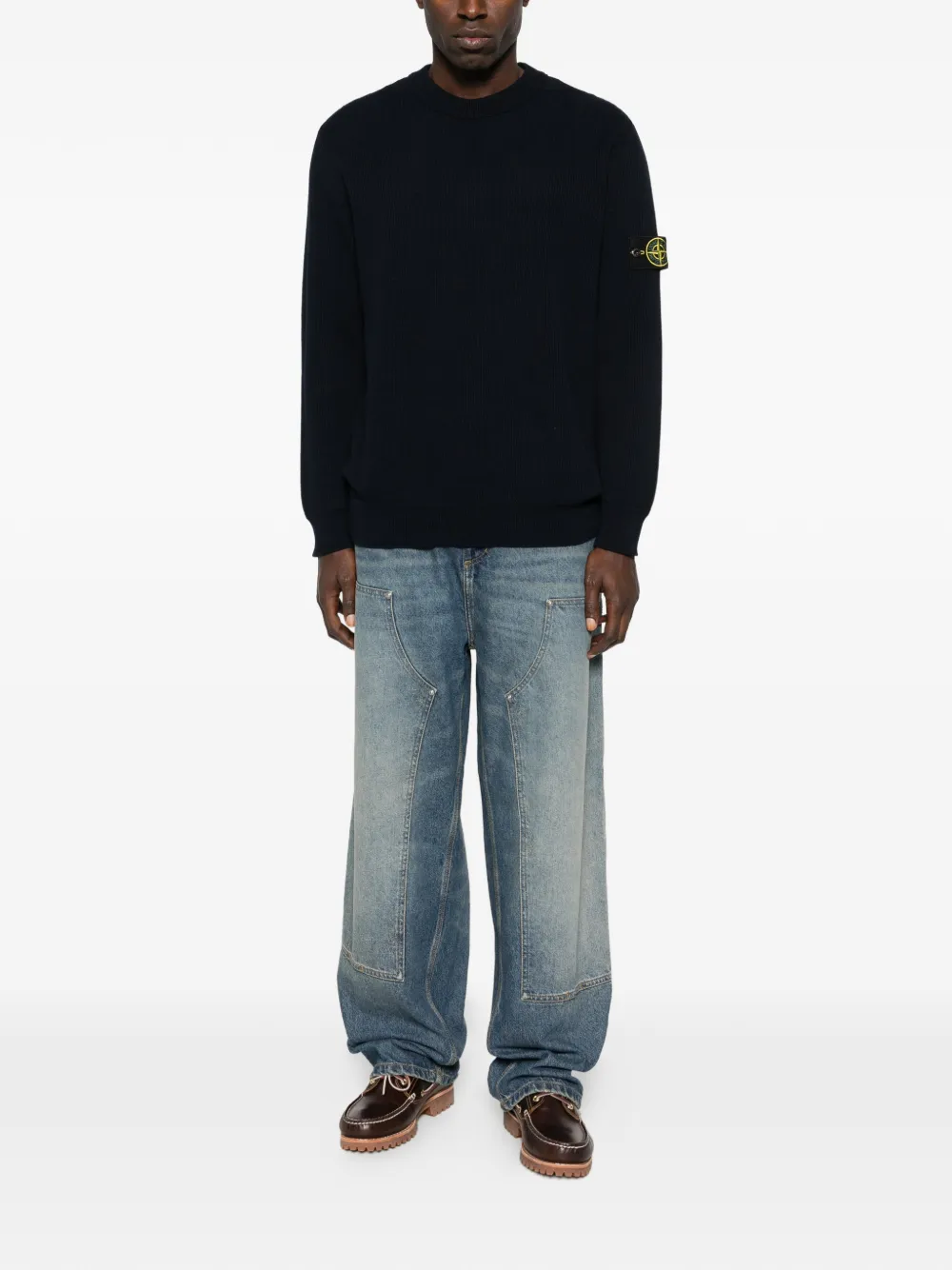 Stone Island ribbed patch sweater - Blauw