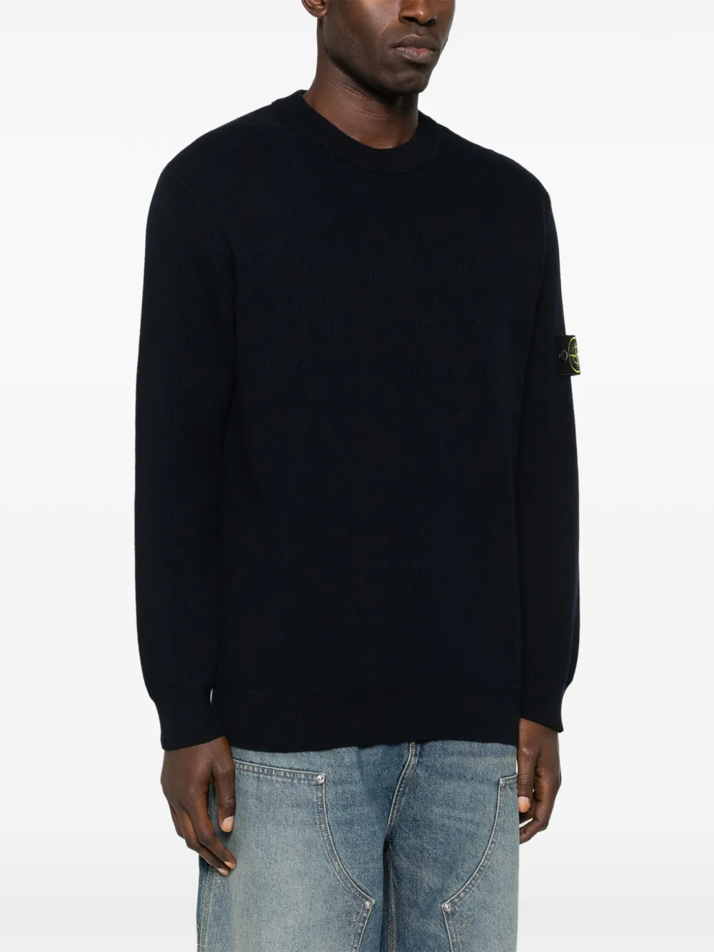  Stone Island Ribbed Patch Sweater - Blue 