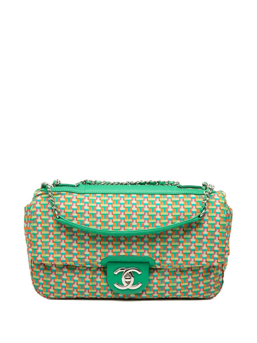 CHANEL Pre-Owned 2016-2017 Medium Quilted Rubber and Lambskin Coco Rain Flap crossbody bag - Verde