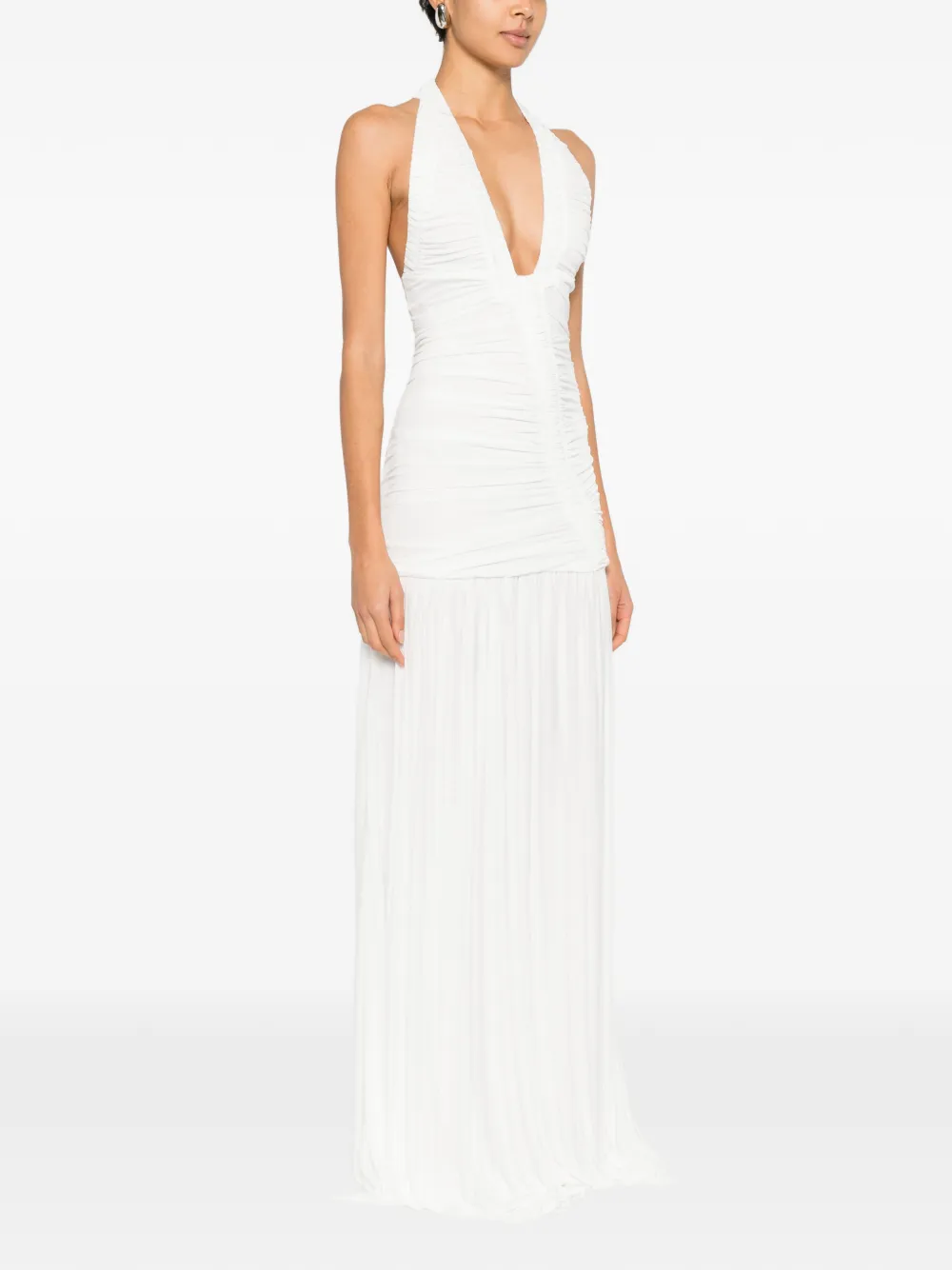 Christopher Esber Orion geplooide maxi-jurk met V-hals Wit