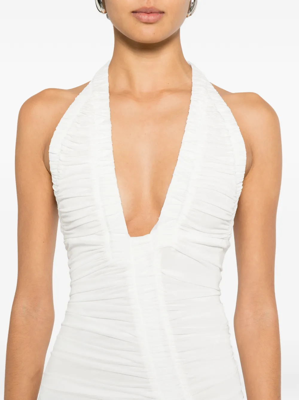 Christopher Esber Orion geplooide maxi-jurk met V-hals Wit