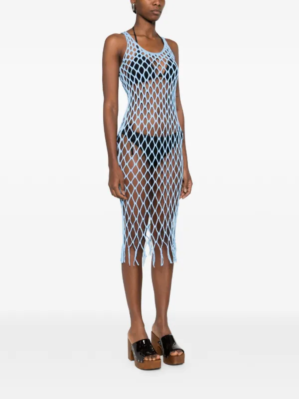 Christopher Esber Open Knit Fringed Dress | Blue | FARFETCH UZ Christopher Esber Open Knit Fringed Dress | Blue | FARFETCH UZ