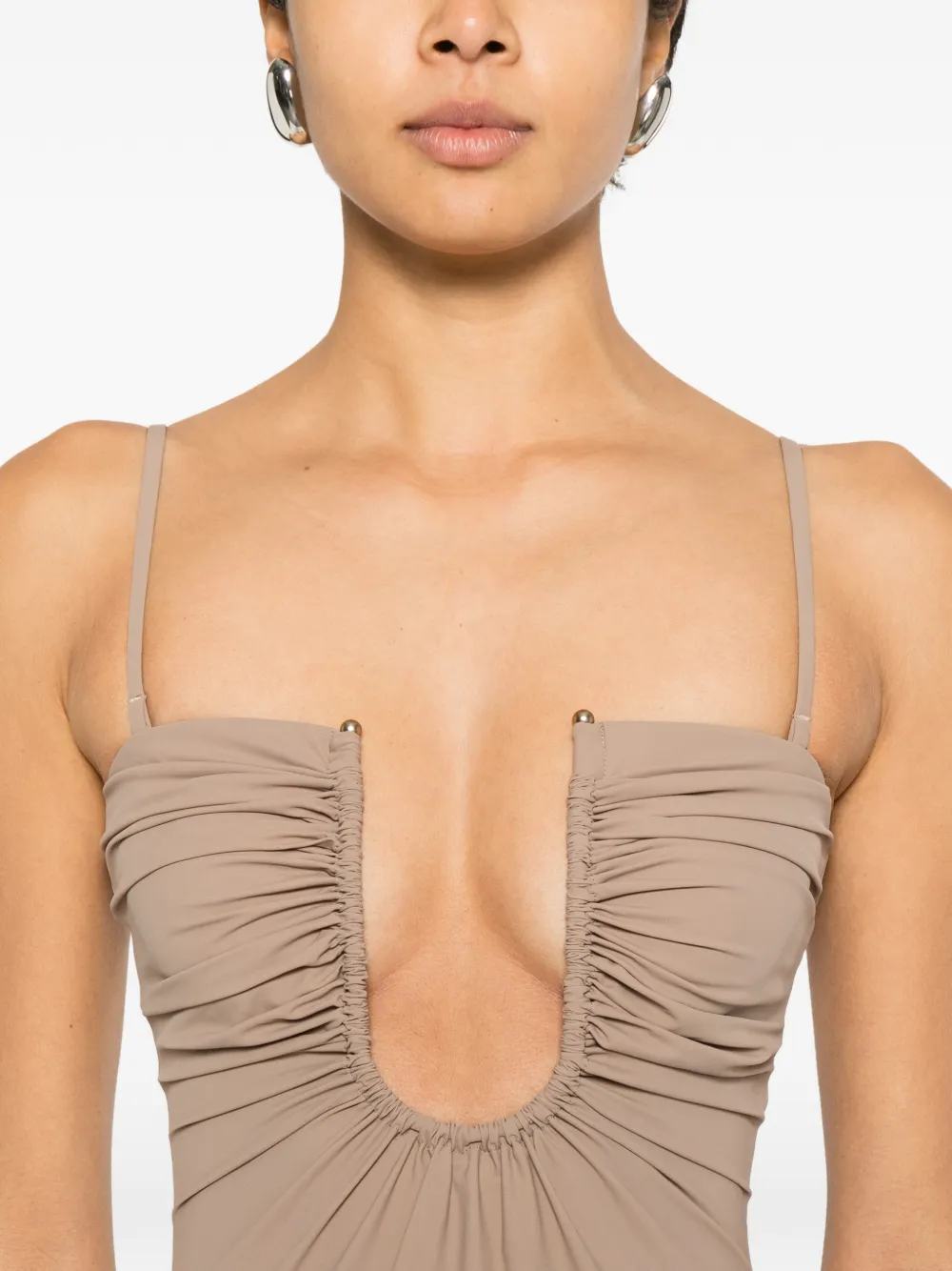 Christopher Esber Midi-jurk met ruches Beige