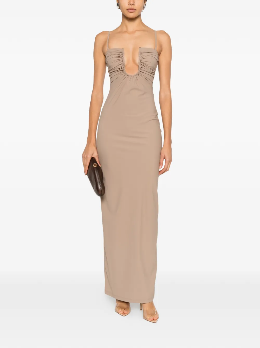 Christopher Esber ruched midi dress - Beige