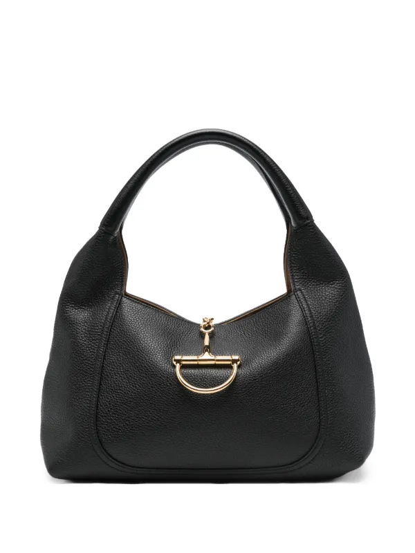 バッグ GUCCI Black Horsebit Leather Hand Bag 33128955_63795086_600.jpg