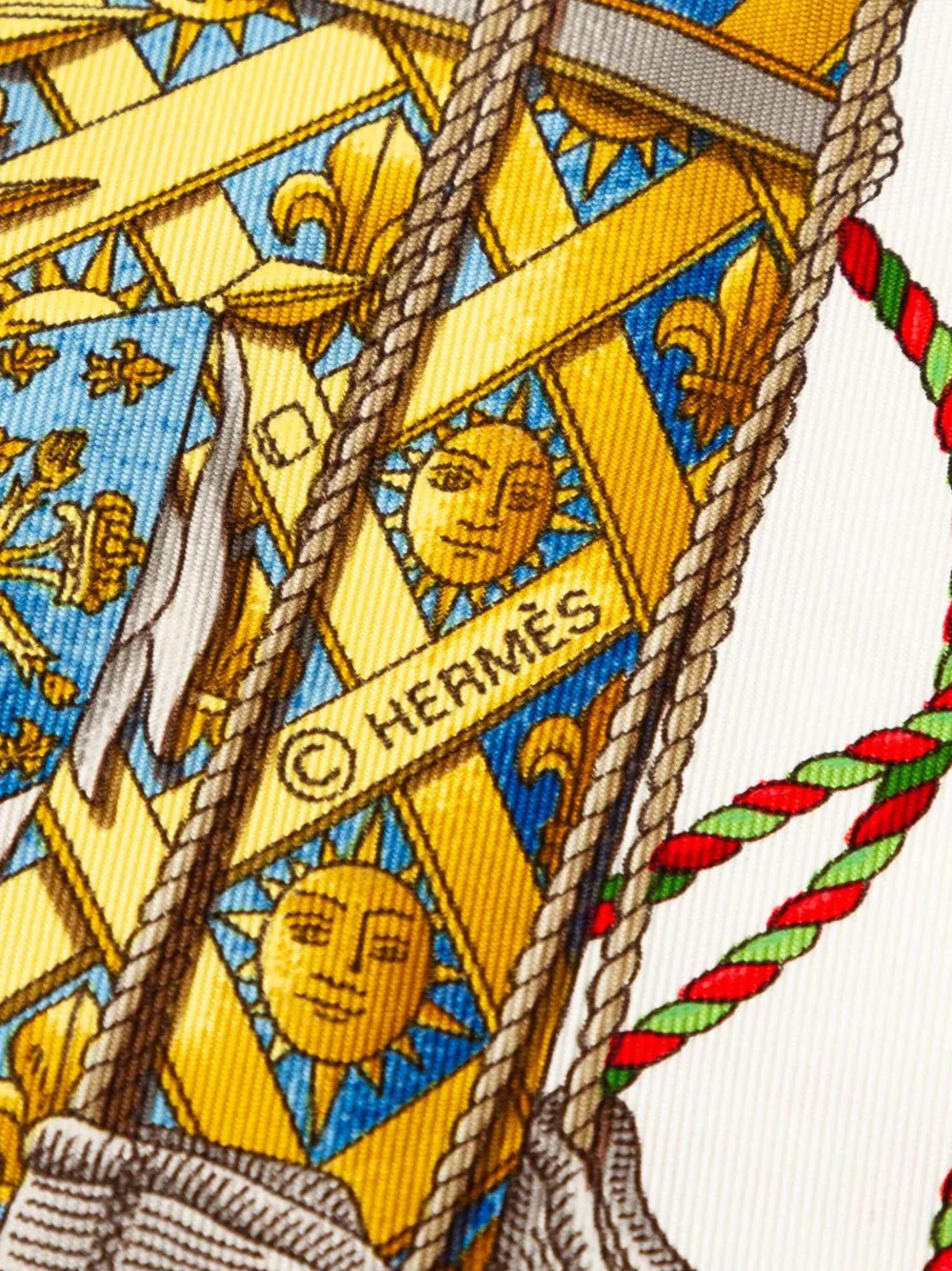 Pre-owned Hermes 20th Century Les Tambours Silk Scarf Scarves In Red