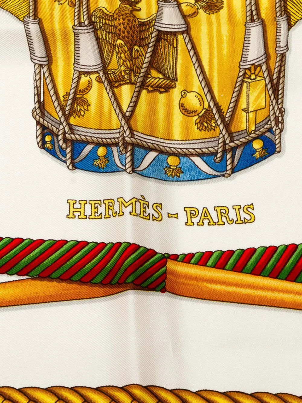 Pre-owned Hermes 20th Century Les Tambours Silk Scarf Scarves In Red