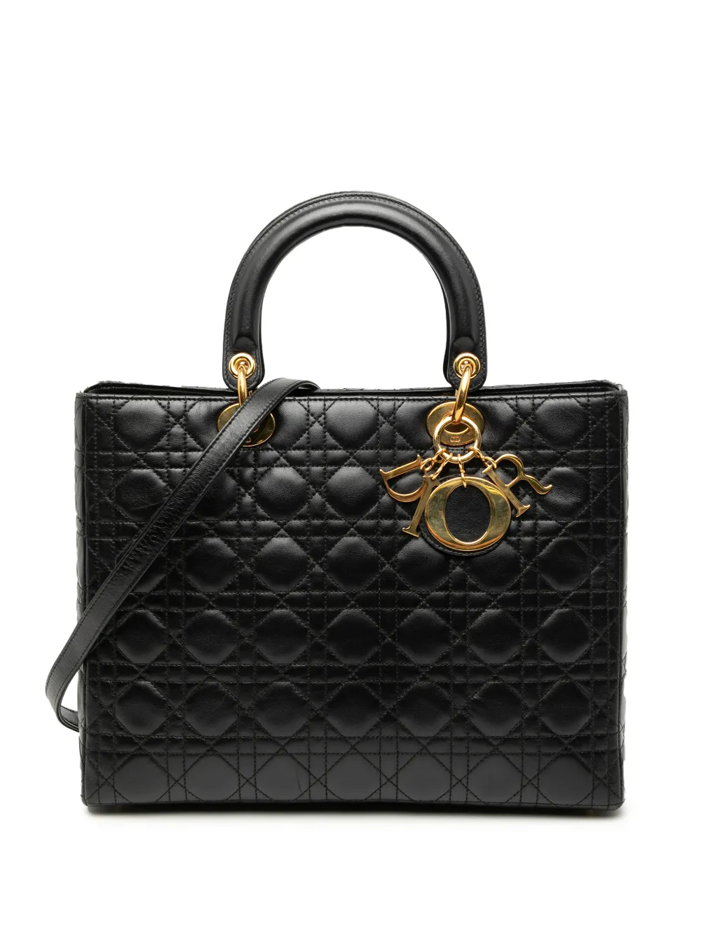 Christian Dior Pre-Owned 1997 Large Lambskin Cannage Lady Dior satchel - Black