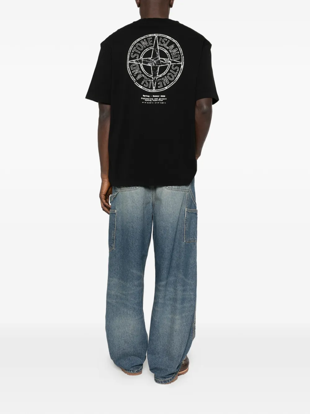 Stone Island logo-print T-shirt - Zwart
