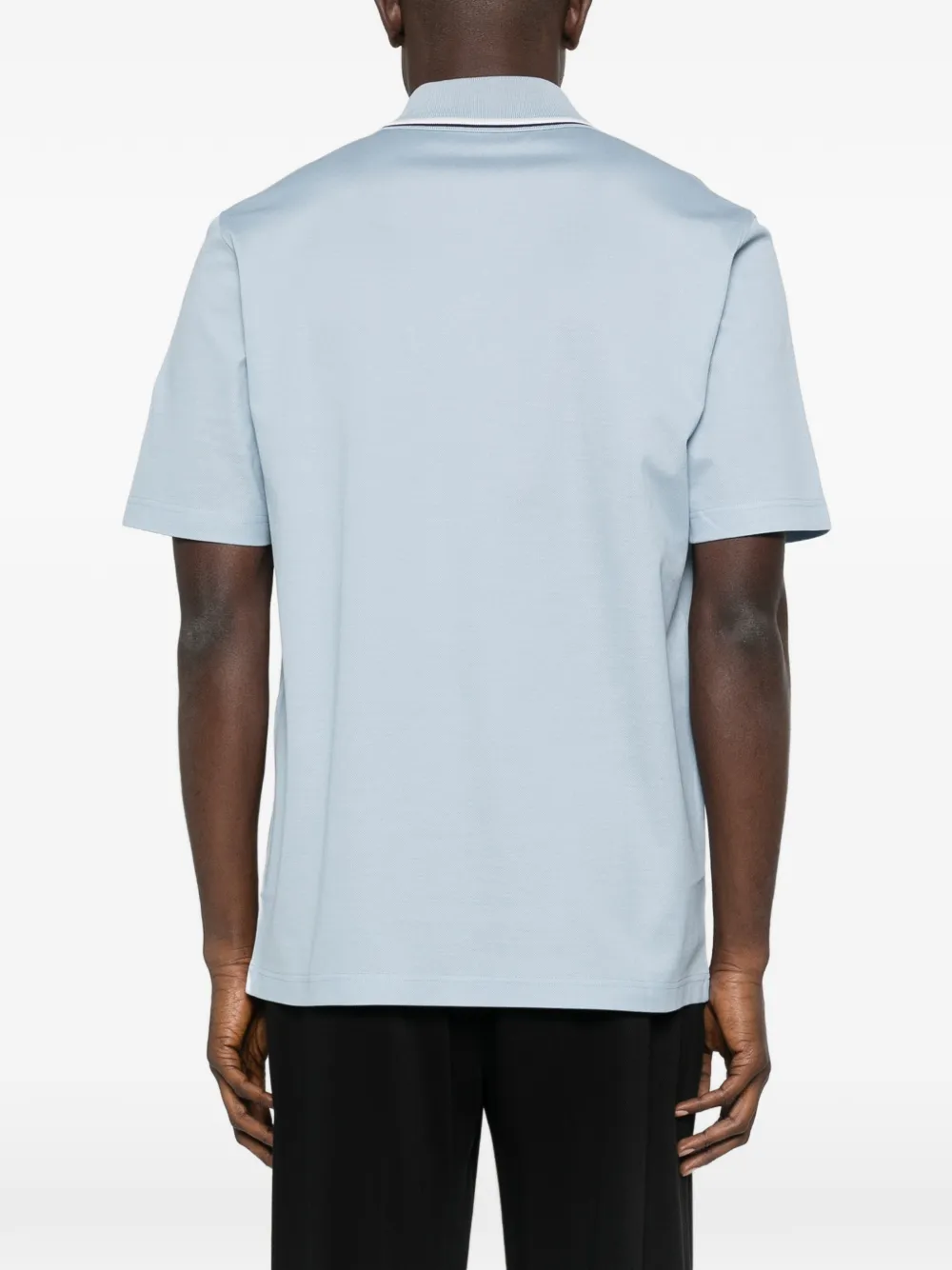 Ferragamo Poloshirt met geborduurd logo en gestreepte kraag Blauw