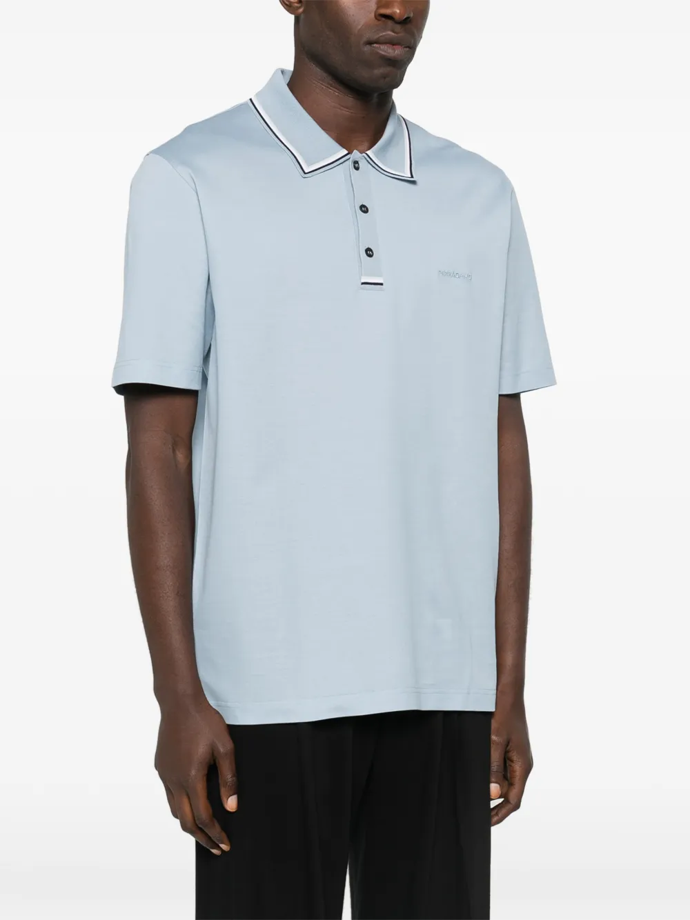 Ferragamo Poloshirt met geborduurd logo en gestreepte kraag Blauw