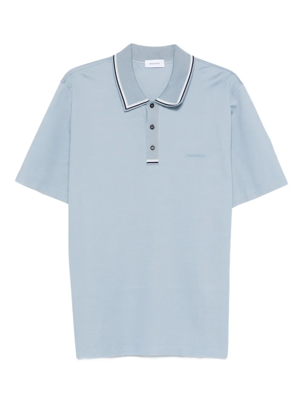 Ferragamo cotton detail polo shirt - Blu