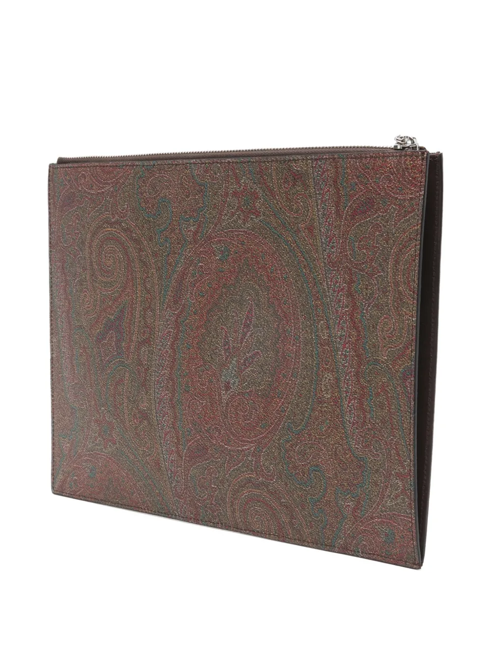 ETRO Clutch met geborduurd logo en paisley-print Bruin
