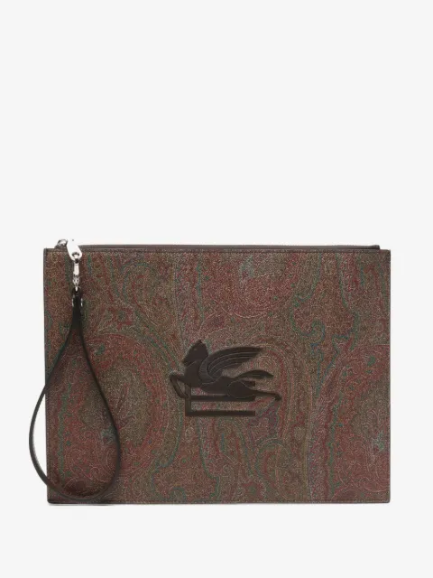 ETRO Clutch com logo bordado e estampa paisley