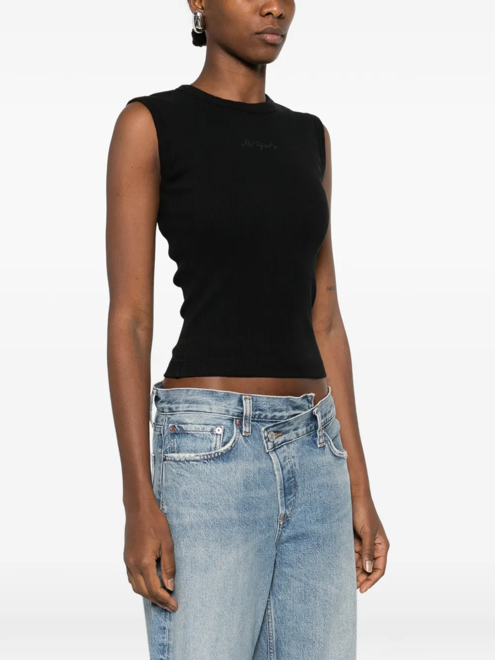  Axel Arigato Ribbed Knit Top - Black 