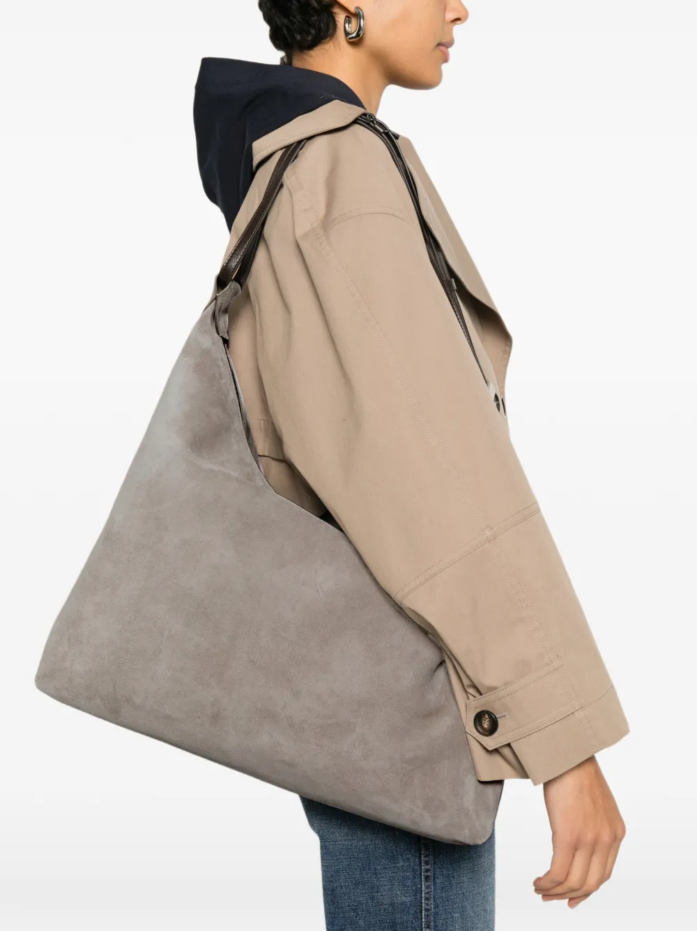  Brunello Cucinelli Suede Shoulder Bag - Grey 
