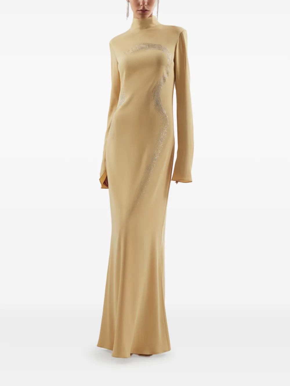 Taller Marmo Ziegfeld embellished high-neck maxi dress - Beige