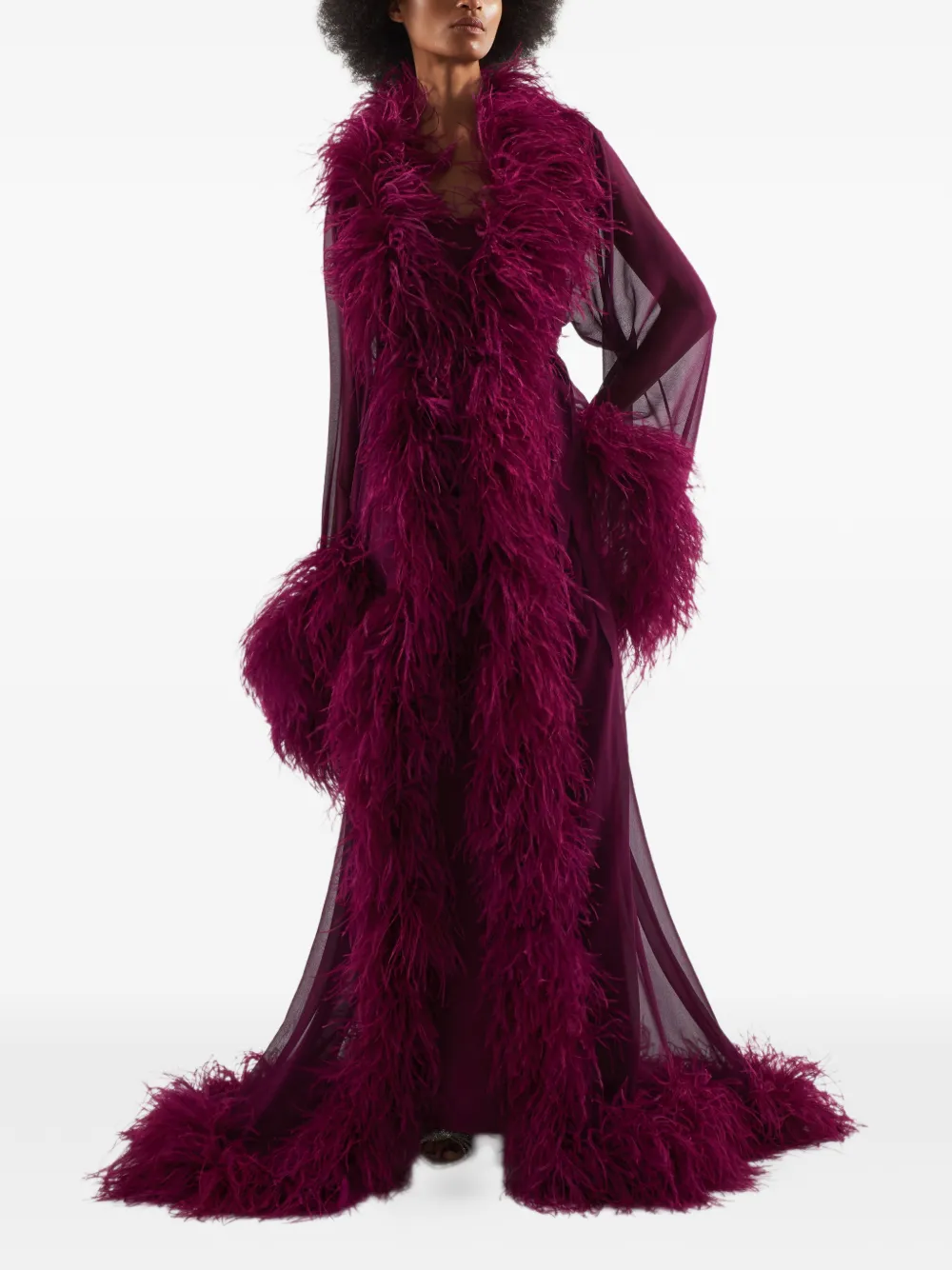 Taller Marmo Vedette feather maxi dress - Paars