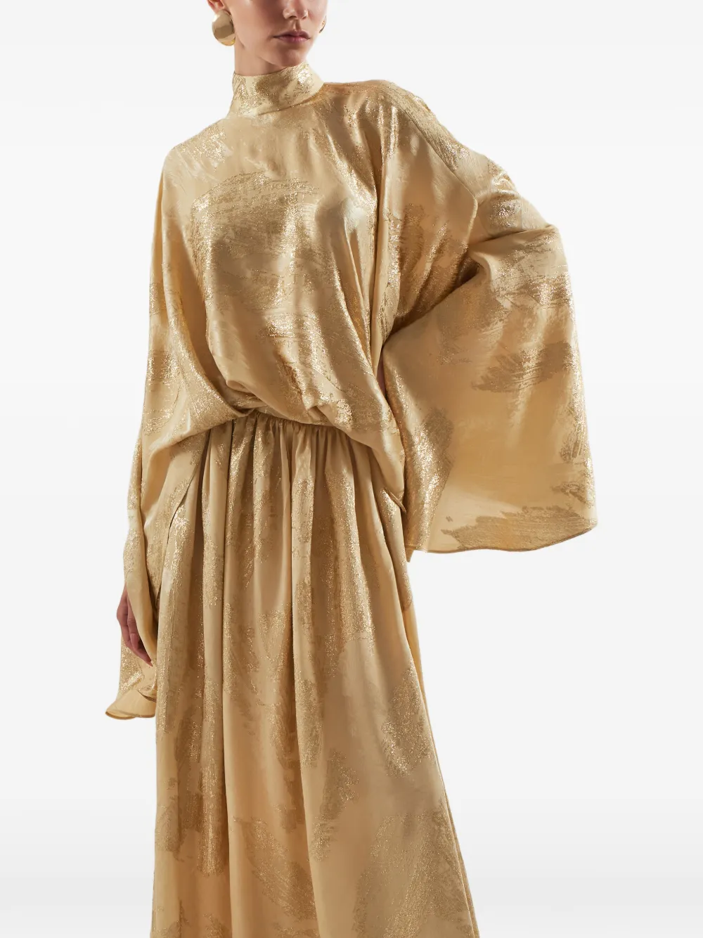 Taller Marmo Lamarr long-sleeve high-neck maxi dress - Oro