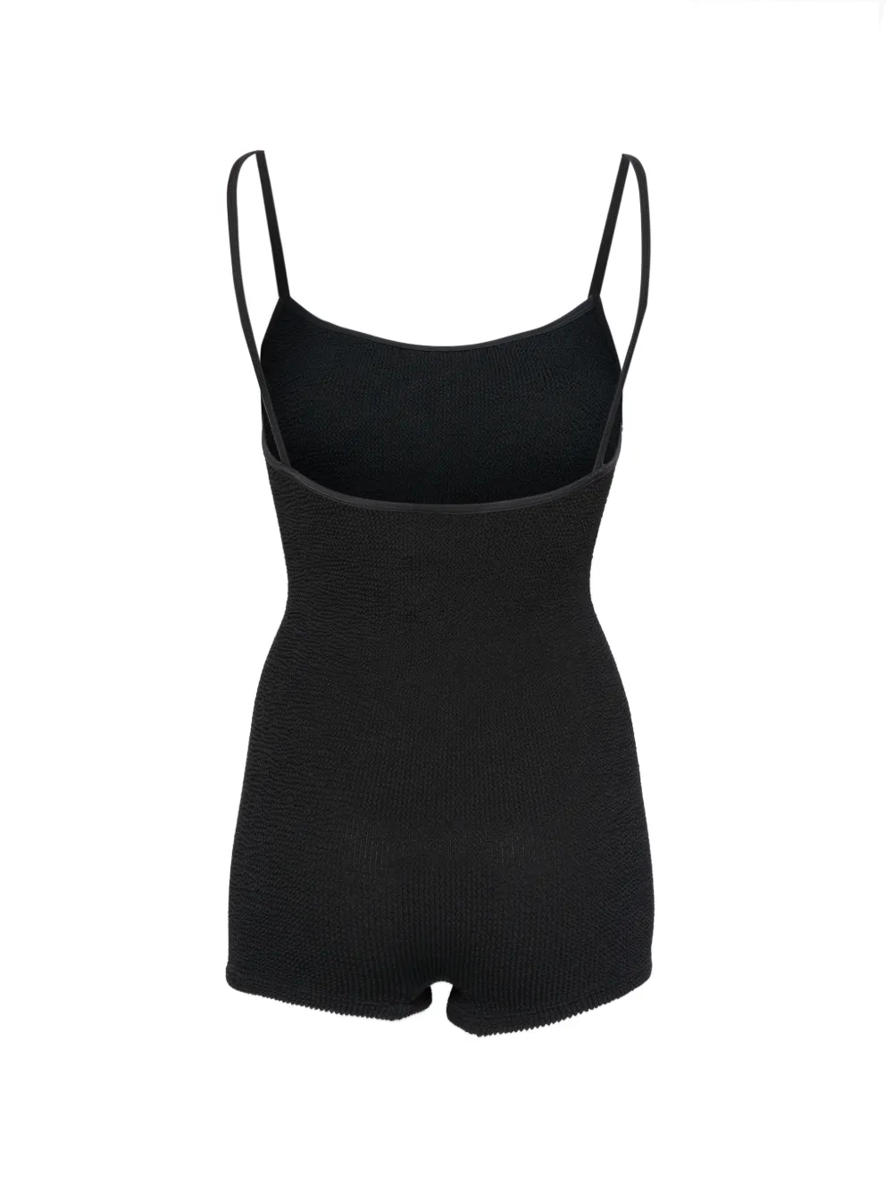  Hunza G Pamela Romper Spaghetti Strap Swimsuit - Black 