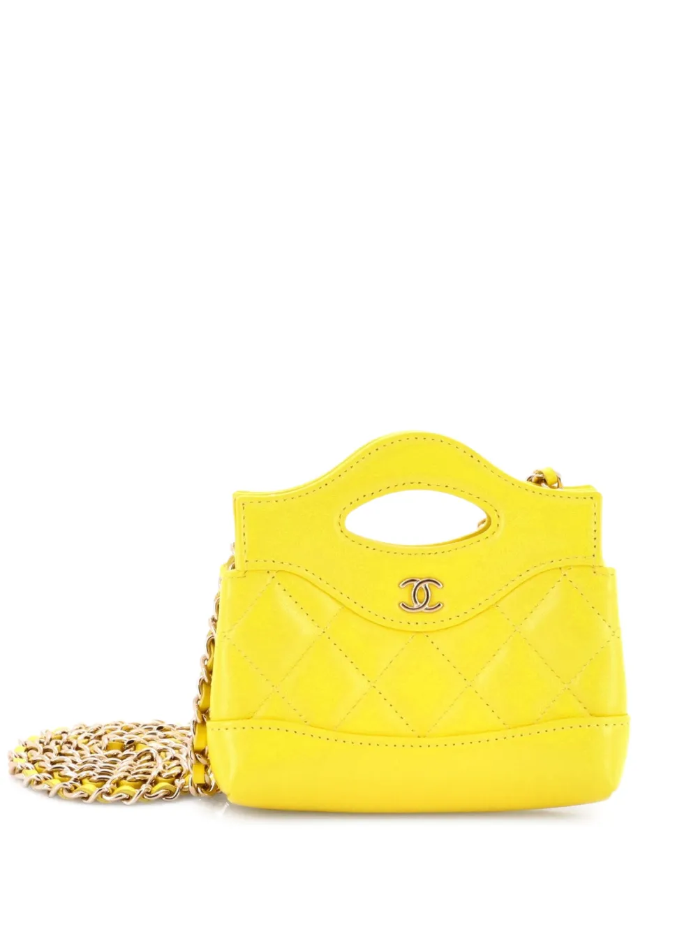 CHANEL Pre-Owned 31 Shopping Bag Clutch with Chain Quilted Calfskin Nano crossbody bag - Giallo