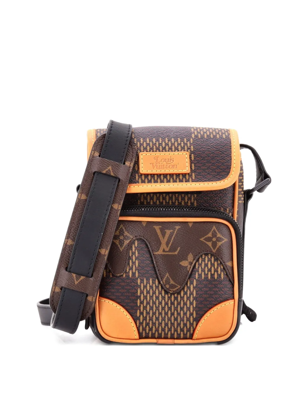 Pre-owned Louis Vuitton Nigo Amazone Messenger Bag Limited Edition Giant Damier And Monogram Canvas Nano Crossbody Bag In Brown