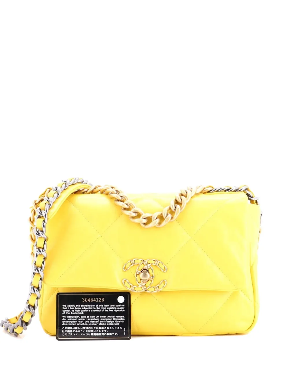 CHANEL Pre-Owned 19 Flap Bag Quilted Leather Medium crossbody bag - Giallo