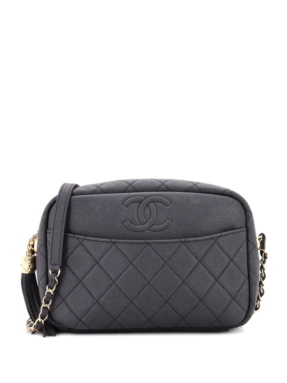CHANEL Pre-Owned Coco Tassel Camera Case Quilted Caviar Large crossbody bag - Nero