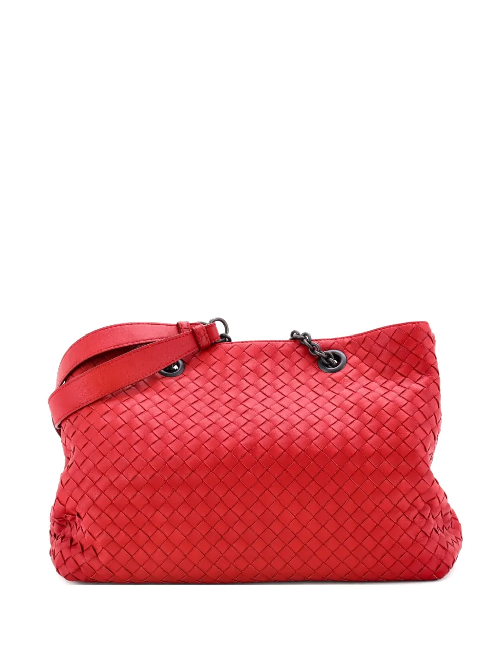 Bottega Veneta Pre-Owned Double Chain Intrecciato Nappa Medium tote bag - Rosso