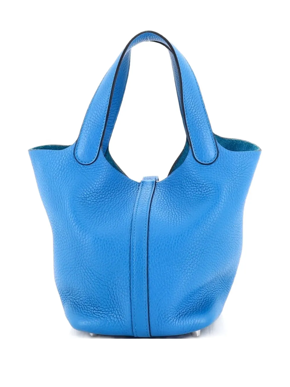 Pre-owned Hermes Picotin Lock Bag Clemence Pm Bucket Bag In Blue