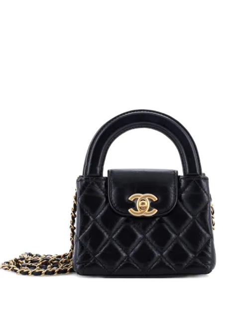 CHANEL Pre-Owned Kelly Top Handle Shopping Bag Quilted Shiny Aged Calfskin Nano crossbody bag