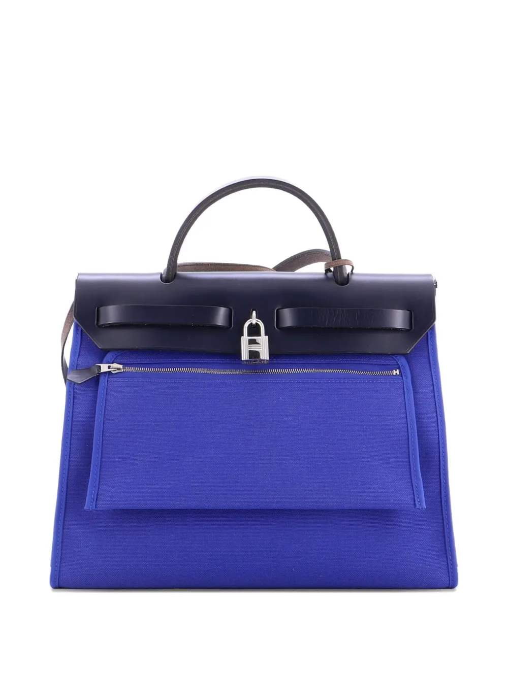 Hermès Pre-Owned Herbag Zip Leather and Toile 31 shoulder bag - Blu