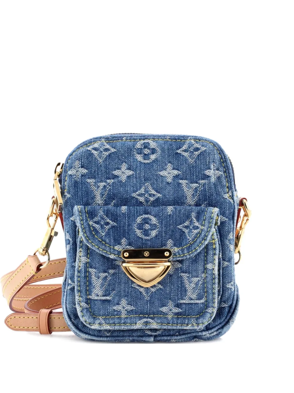 Pre-owned Louis Vuitton Fairfax Pochette Lv Remix Monogram Denim Crossbody Bag In Blue