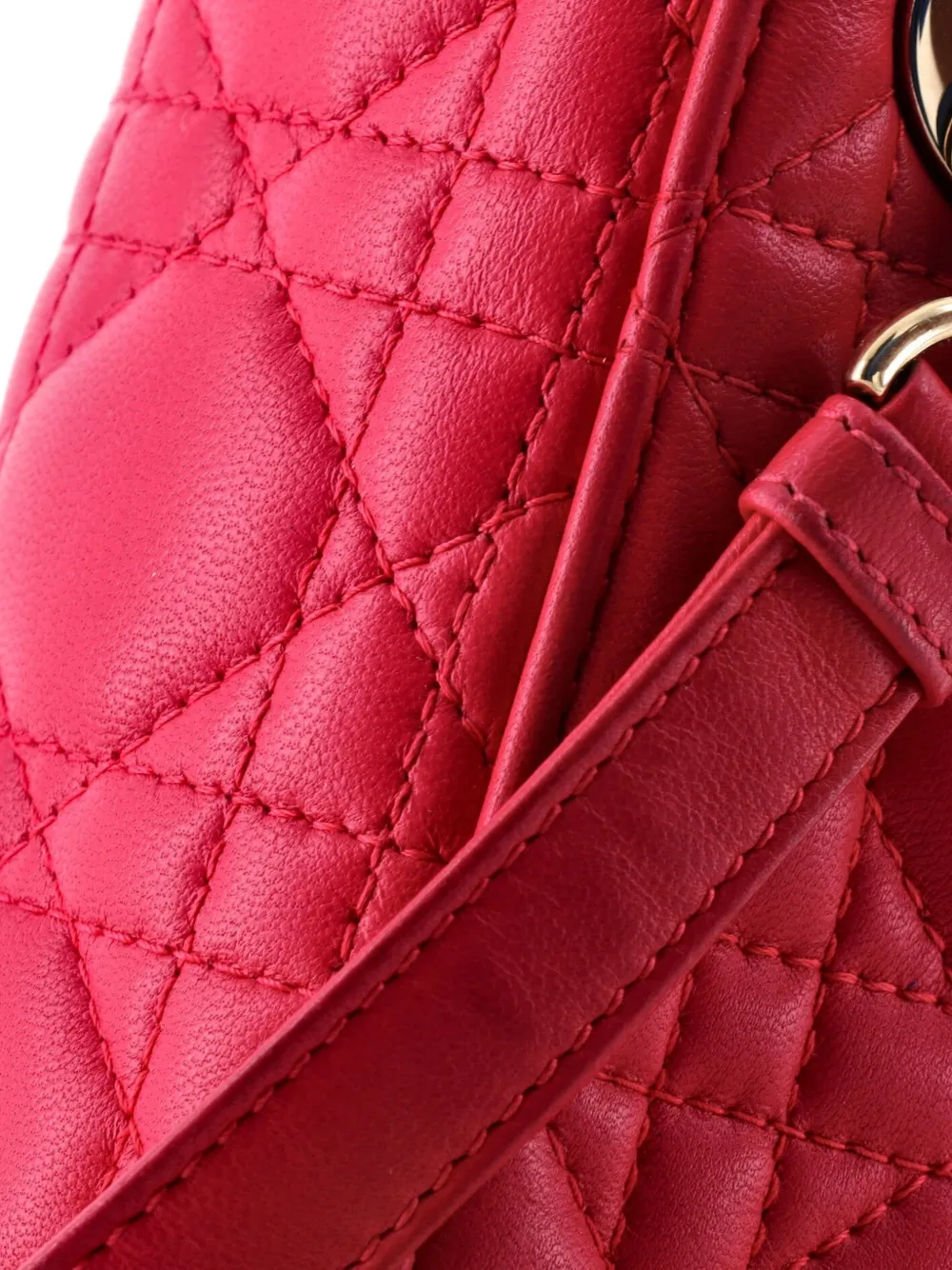 Pre-owned Dior Lady  Bag Cannage Quilt Lambskin Mini Satchel In Pink