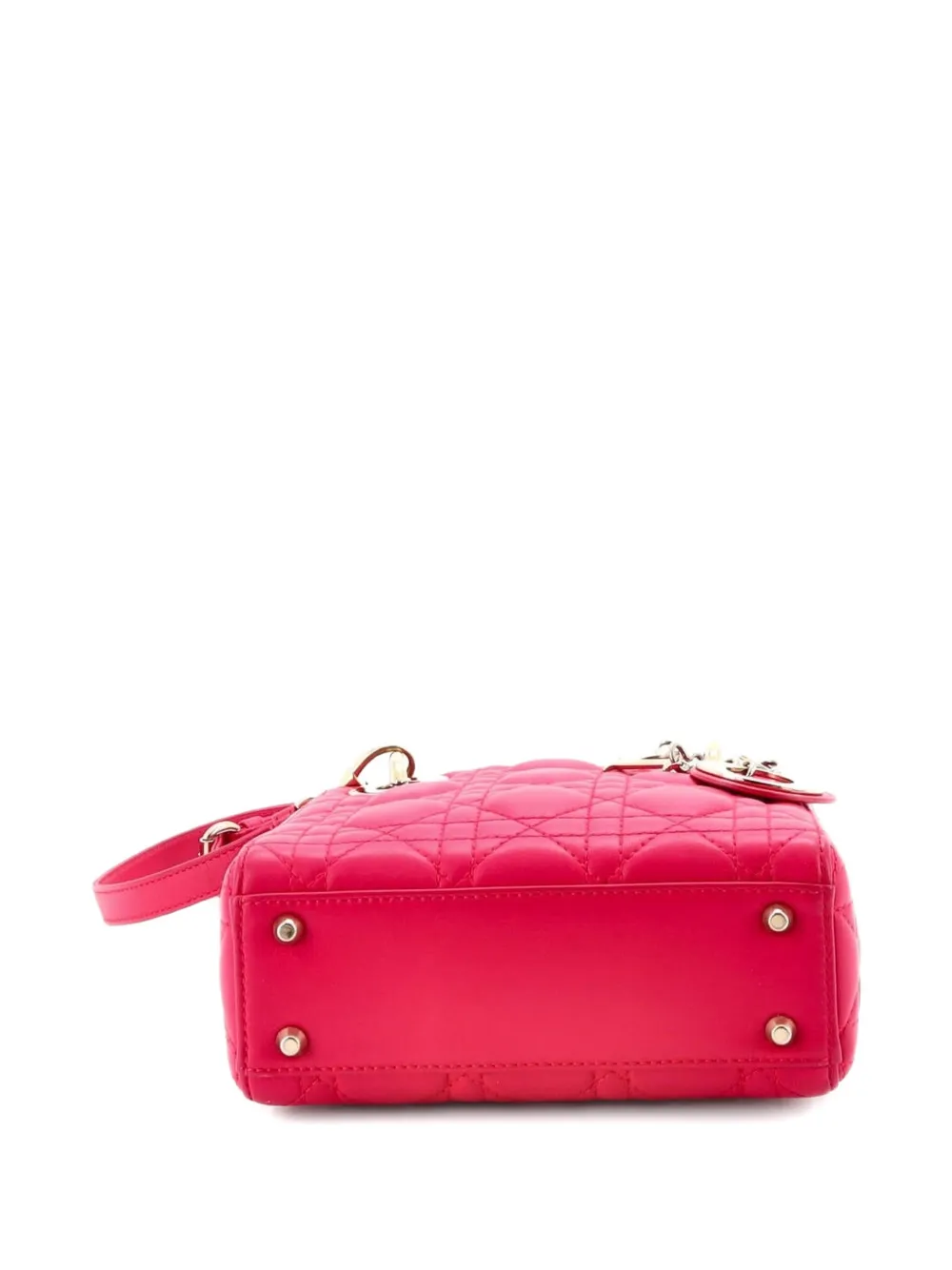 Pre-owned Dior Lady  Bag Cannage Quilt Lambskin Mini Satchel In Pink