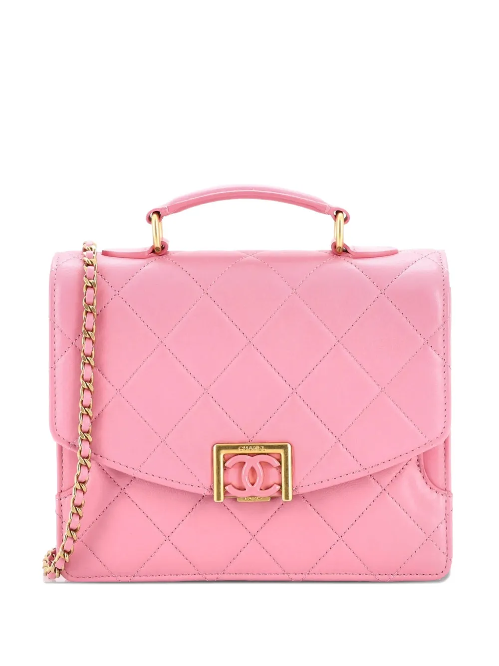 CHANEL Pre-Owned Square Top Handle Convertible Flap Bag Quilted Lambskin Small shoulder bag - Rosa