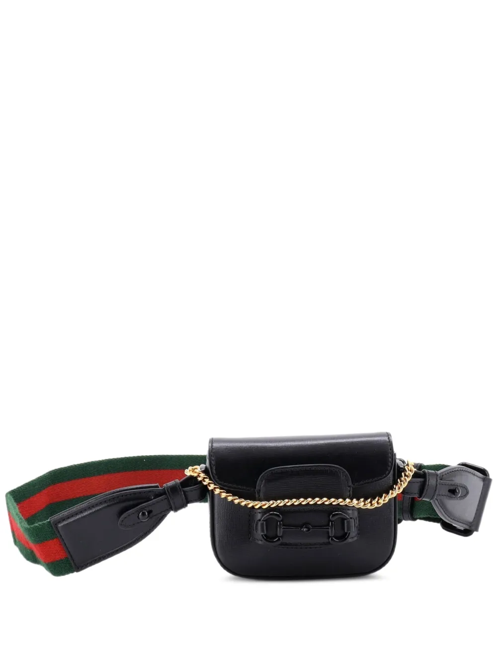 Gucci Pre-Owned Horsebit 1955 Shoulder Bag Leather Super Mini crossbody bag - Nero